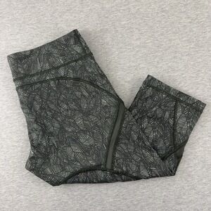 Lululemon Patterned Crop Leggings Women's Size 10 Green Geometric Design